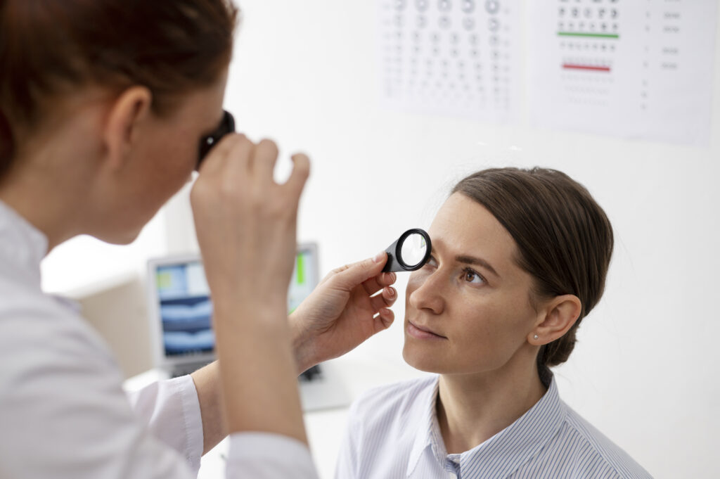 doctor testing patient eyesight